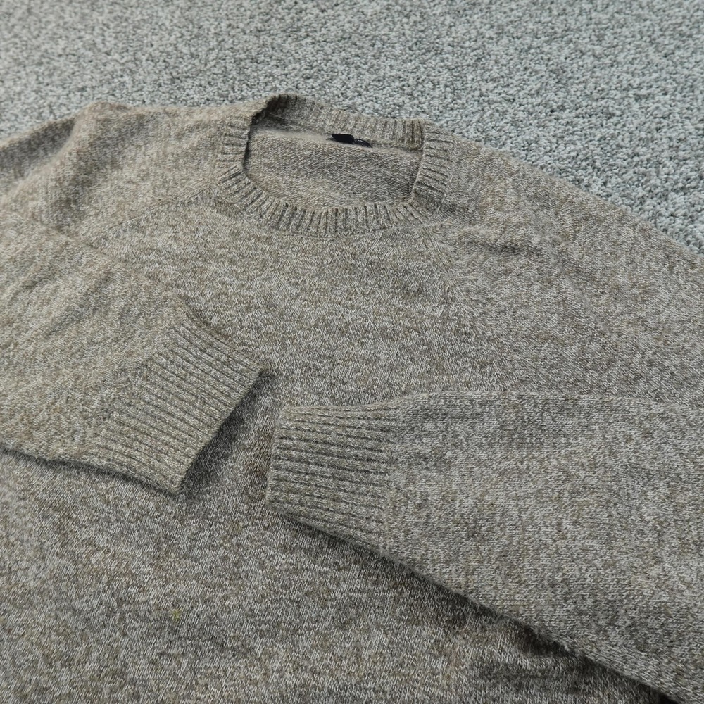 J Crew‎ Sweater Mens L Beige Gray Lambswool Blend Crewneck Knit Pullover Soft